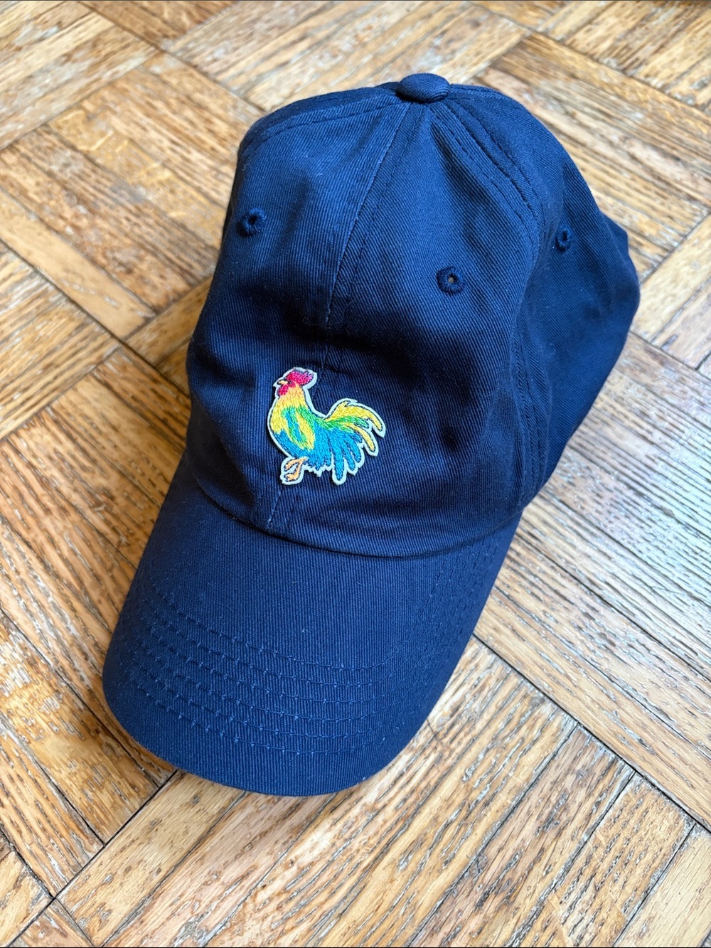 Chubbies Navy Baseball Cap with Colorful Rooster Embroidery